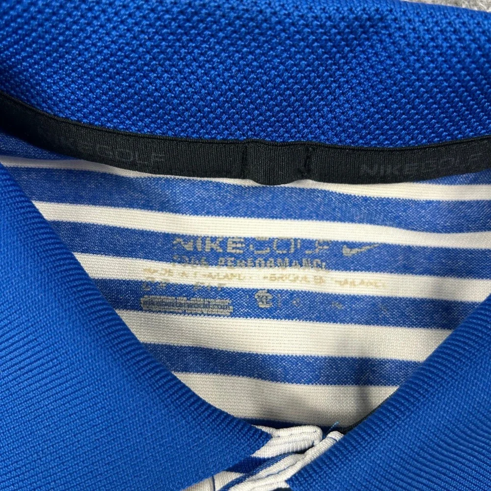 Nike‎ Golf Polo Shirt Mens XL Blue Striped Short Sleeve Dri-Fit Performance